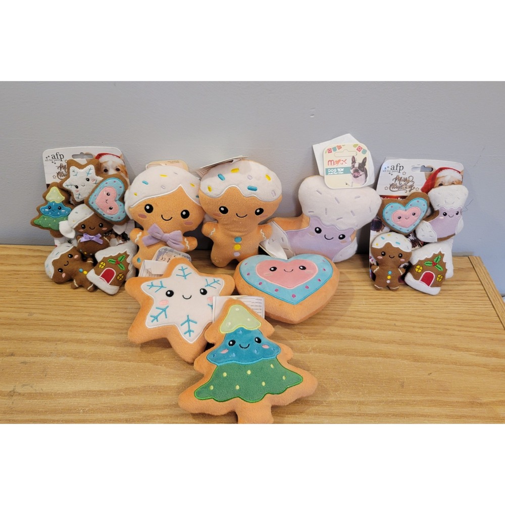 TJX Pre-Production Sample AFP Christmas Frosted Cookie Dog Toy Plush Lot 8pc